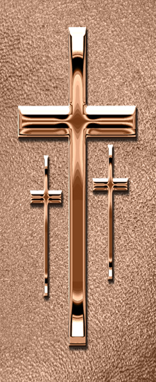 636DLJ-517-BZ-SH-BZ Bronze 3 Crosses Shimmer Bronze